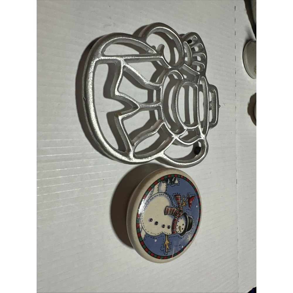 Vintage Aluminum Santa Trivet  and candle topper